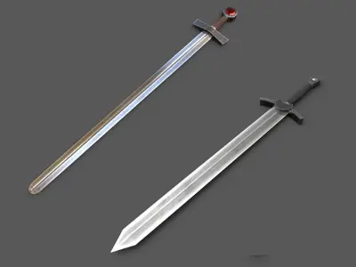 HQ Medieval weapons for games - Swords and axe Free low-poly 3D model