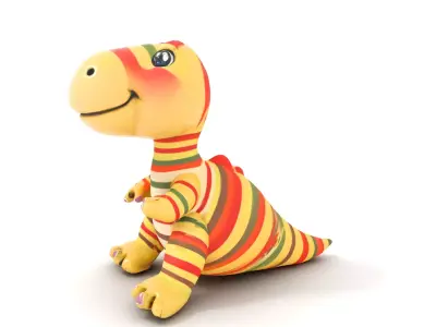 Striped Dinosaur Plush model pack Low-poly 3D model