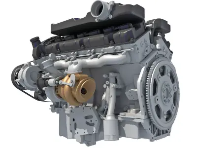 How V12 Engine Works Animation 3D model