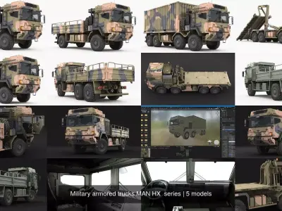 Military armored trucks MAN HX  series 3D Model Pack