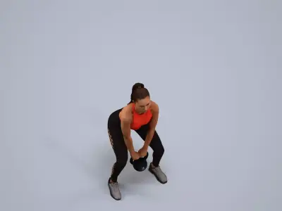 00253Anargul0009 - Adult Indian woman crouching during exercise 3D model