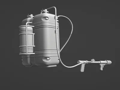 Flamethrower Low-poly 3D model buy