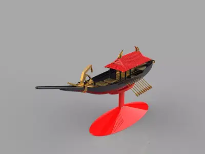 china old boat 3D print model