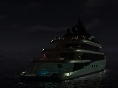 Kensho Superyacht Night Scene 3D model