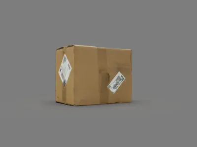 Cardboard box with labels Low-poly 3D model