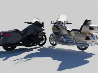 Honda Goldwing Motorcycle Pack modernretro 3D model