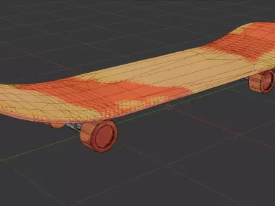 Low Poly Skateboard 3D Model Halftone Stylized Texture Low-poly 3D model
