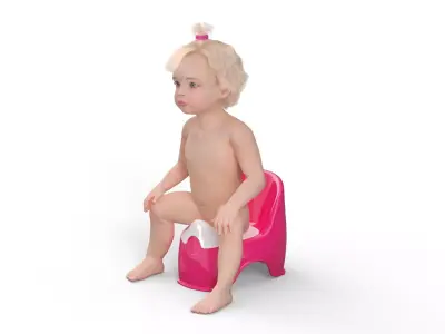 Little Girl on Potty Fur 3D model