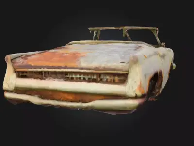 Rusty Convertible Wreck  Abandoned Open-Top Car  Free 3D model