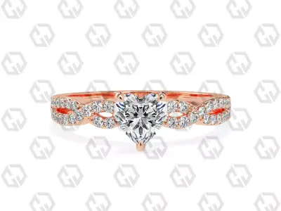 Ring 144 Heart shape twisted shank pave set ring 3D print model