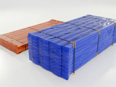 Stacks of Pallet rack horizontal beams 3D model