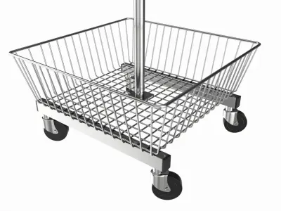 Store Wire Square Baskets 3-tier on Wheels 3D model