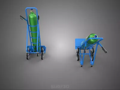 BLUE GREEN GAS CYLINDER TANK STAIR CLIMBER HAND TRUCK DOLLY CART 3D model