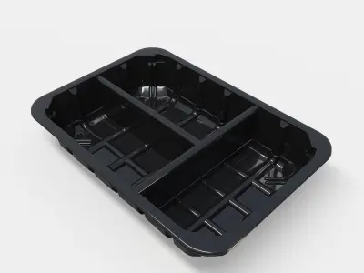  Vacuum Plastic Tray Black Gloss Triple Compartment 3D model