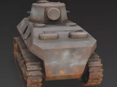 WWI British Rhombus Tank Wreck 3D Model Low-poly 3D model