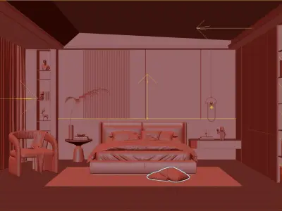 Cozy Bedroom interior scene 3D model shop