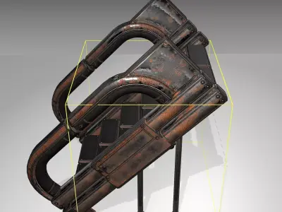 Futuristic Stairs - 4 - Rusty Textures Low-poly 3D model