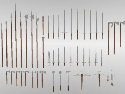 Big medieval weapon collection Low-poly 3D model
