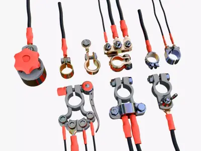 Battery Terminal Clamp Set M1 3D model