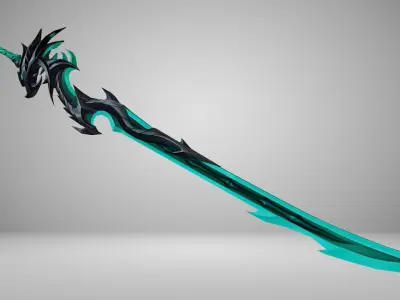 Futuristic Sword Low-poly 3D model 9