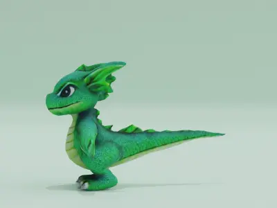 Dragon Baby A-pose Low High Poly Low-poly 3D model