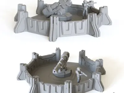 Sci fi Artillery Emplacement for tabletop scenery 3D print model