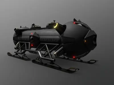 45-3Launch submarine Low-poly 3D model
