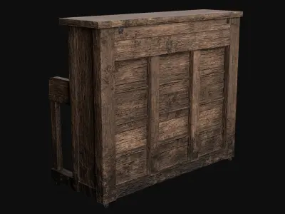 Low-Poly OId Wooden Piano Low-poly 3D model