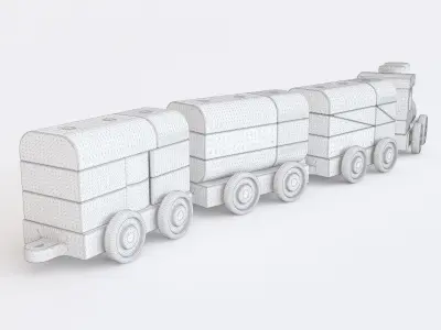 Wooden toy train color 02 3D model