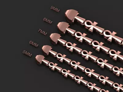 5 Size Top-Selling Ankh Cross Bracelet 3D Model For All Metal 3 3D Model Pack