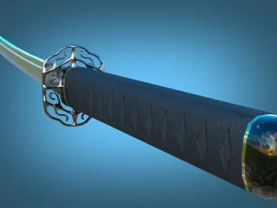 Katana Samurai Sword Japanese Melee Weapon Game Ready Low-poly 3D model