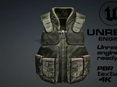 military bulletproof vest game ready UE5 FBX Low-poly 3D model purchase
