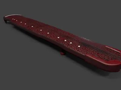 Chinese zither musical instrument Low-poly 3D model