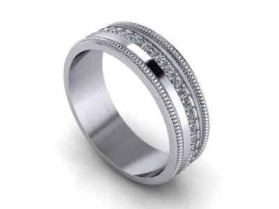 Classic Mens Diamond Wedding Band Jewelry USA size 10 3D print model purchase