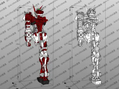 Gundam Astray Red Frame KAI Pepakura Foam Cosplay Template Low-poly 3D model