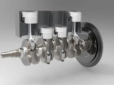 crank piston mechanism Free 3D model