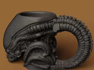 Alien Xenomorph Head Mug  Sci-Fi Horror Cup  Holder 3D print model