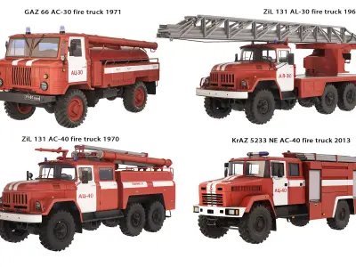 Collection of fire trucks 3D Model Pack