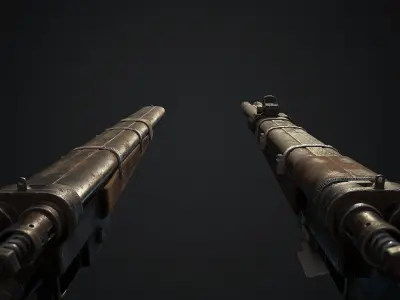 Hunter machine gun Low-poly 3D model