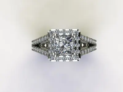 10093 diamond halo engagement ring 3D print model