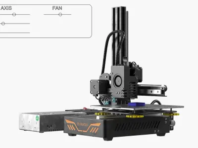  Mini 3D Printer with PSU Rigged Animated 
