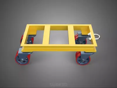 HEAVY DUTY TOW HOOK DOLLY CART HANDLING TROLLEY PALLET PLATFORM 3D model