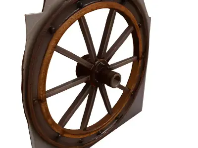 Rusty Iron Cart Wheel 3D Model 3D model