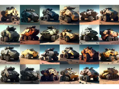 5 000 Spaceships Tanks Cars Weapons Robots references 3D model