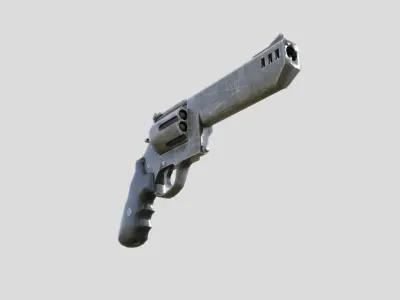 Revolver-gun model 3d game ready model Low-poly 3D model Low-poly 3D model