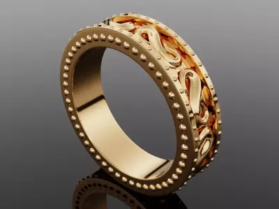 Stylized ring with patterns 3D print model  3D print model