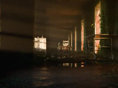 Old Hospital Corridor 3d Scene 3D model