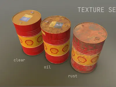 Cargo Iron Barrels 200L Brands Low-poly 3D model