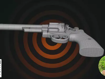 Classic Magnum Revolver - Wood Grip Edition 3D model