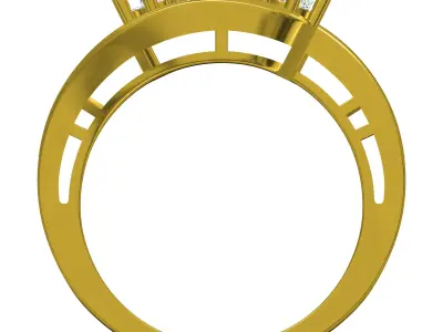 Antique Three Stone Bypass Engagement Ring 3D print model